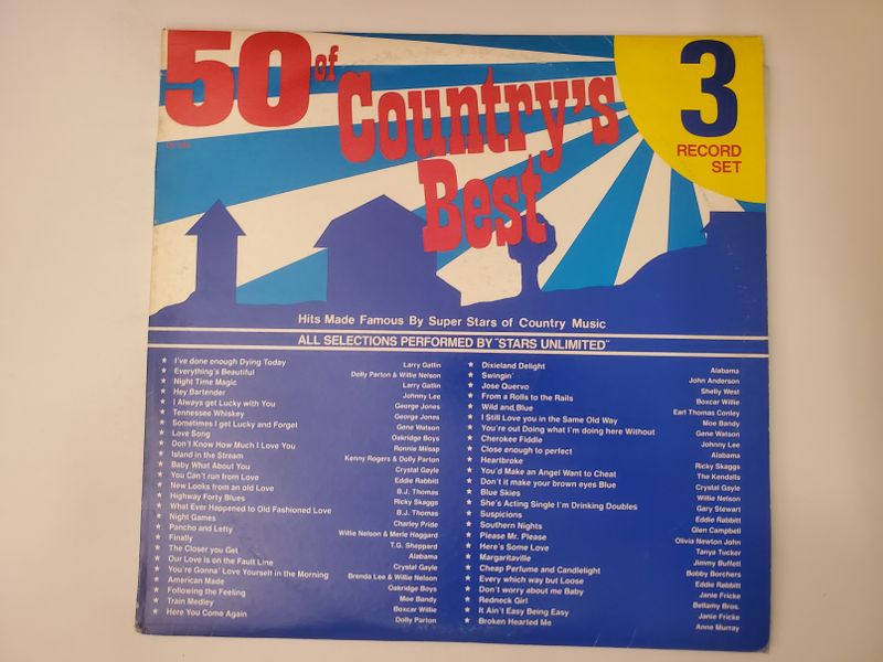 Various Artists (performed by Stars Unlimited) 50 of Country's Best vinyl record